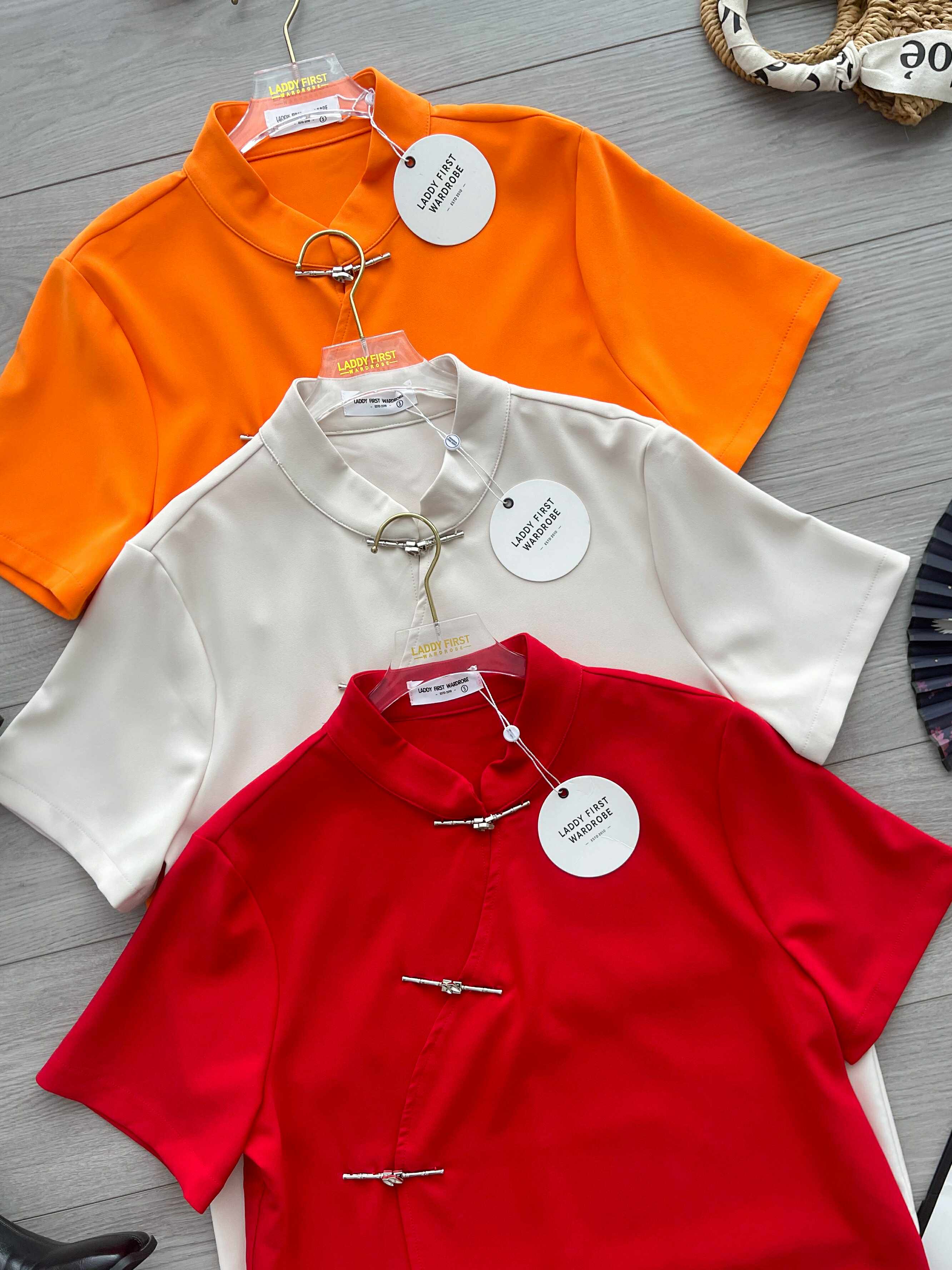 【T3482】【LFW独家小圆饼】高品质男女同款西装短袖金属盘扣唐装旗袍上衣，有口袋 ❤️❤️