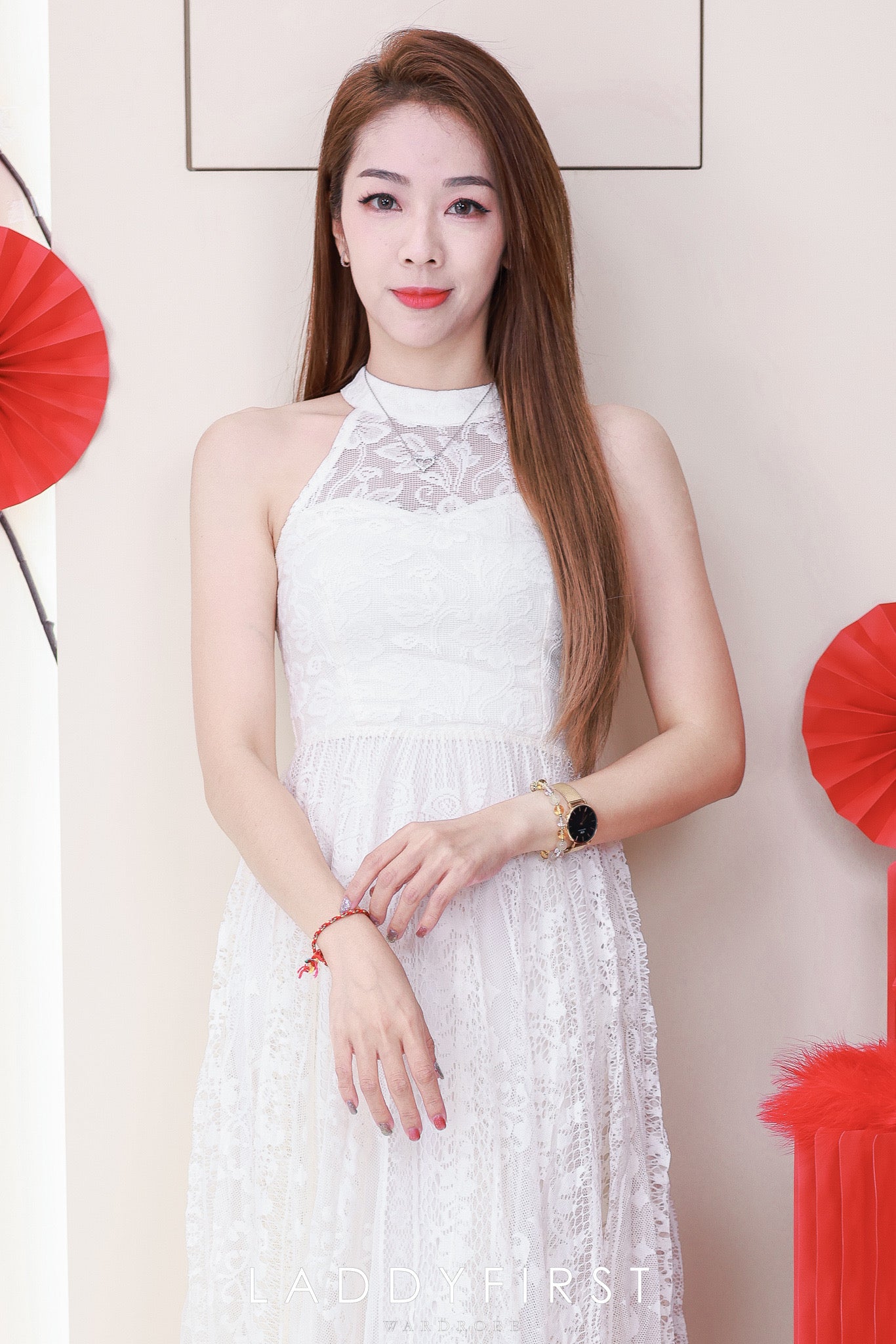 【D7173】高品质高端气质CUT IN无袖温柔风蕾丝连身裙子 ❤❤