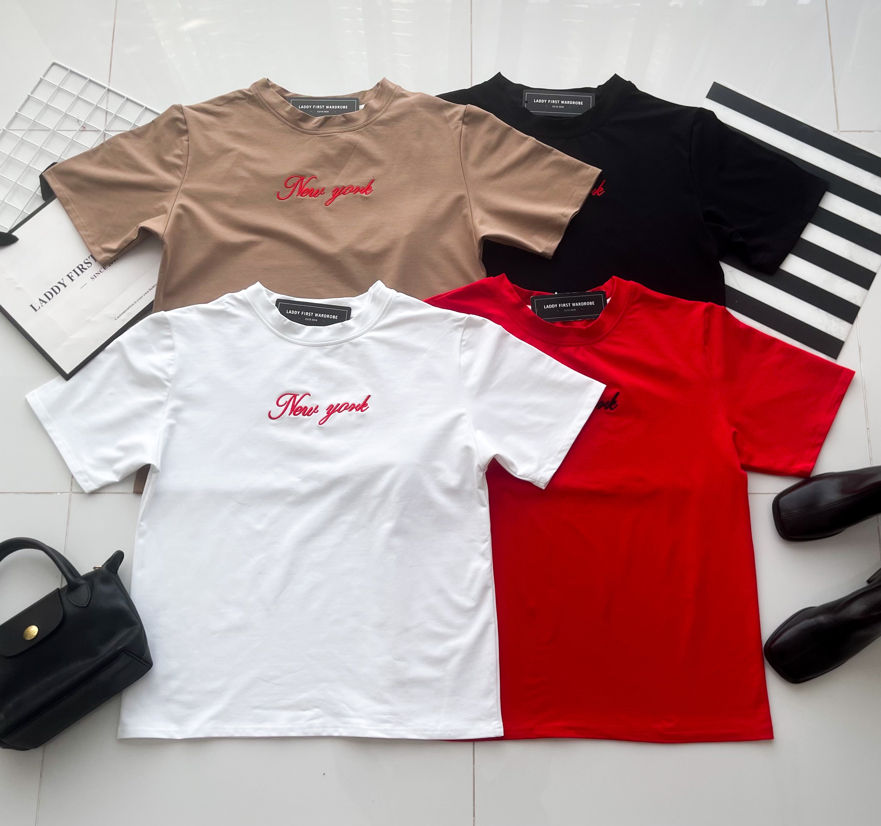 【T82997】高品质New york 刺绣宽松纯棉日常oversized百搭上衣 ❤❤