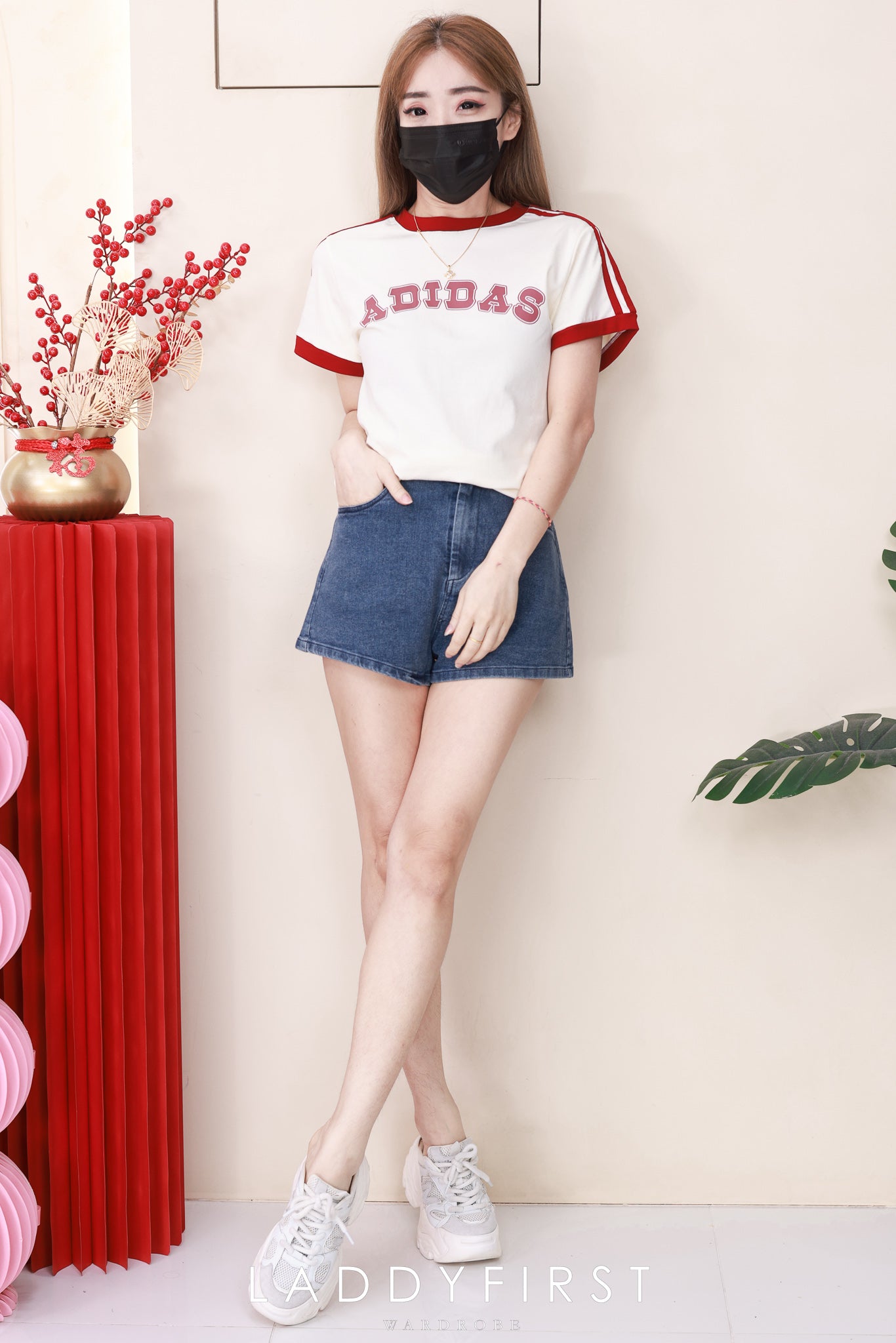 【T9466-1】⚡补货预订款⚡高品质A牌三条杠撞色系纯棉运动休闲上衣 ❤️