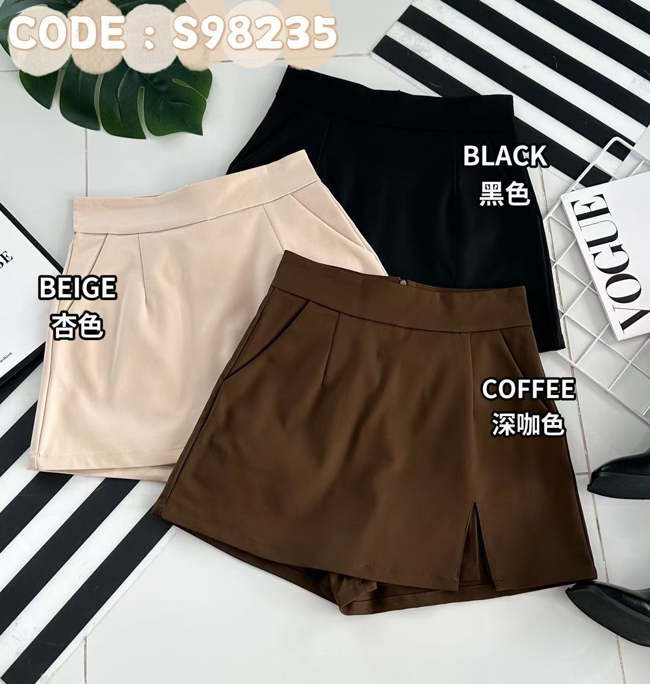 【S98235】高品质简约开叉设计百搭款前裙后裤西装高腰百搭裤裙，有口袋 ❤️❤️