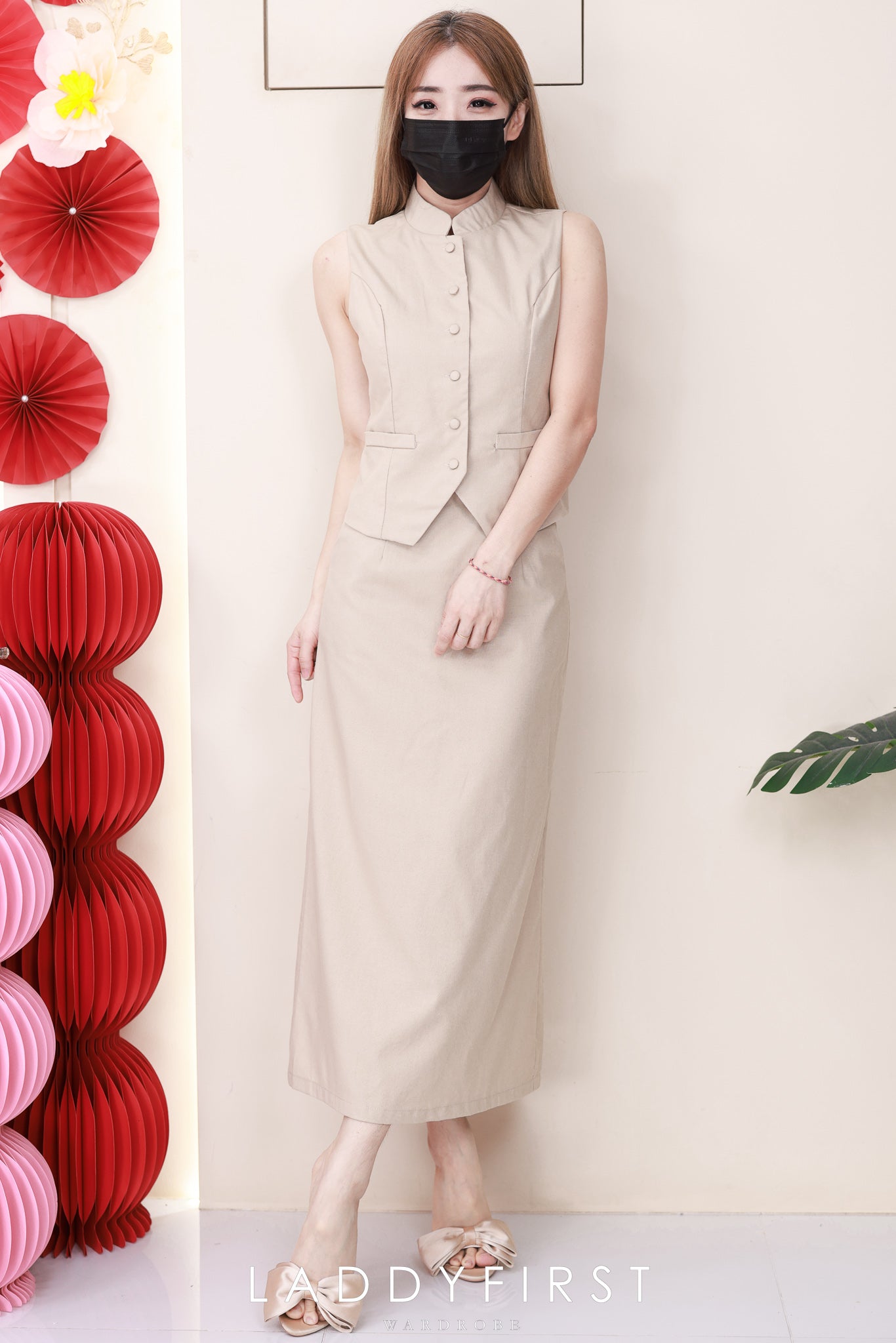 【SS82826】高品质两件式新中式棉麻套装 立领新中式马甲上衣➕棉麻高腰百搭裙子 ❤️❤️