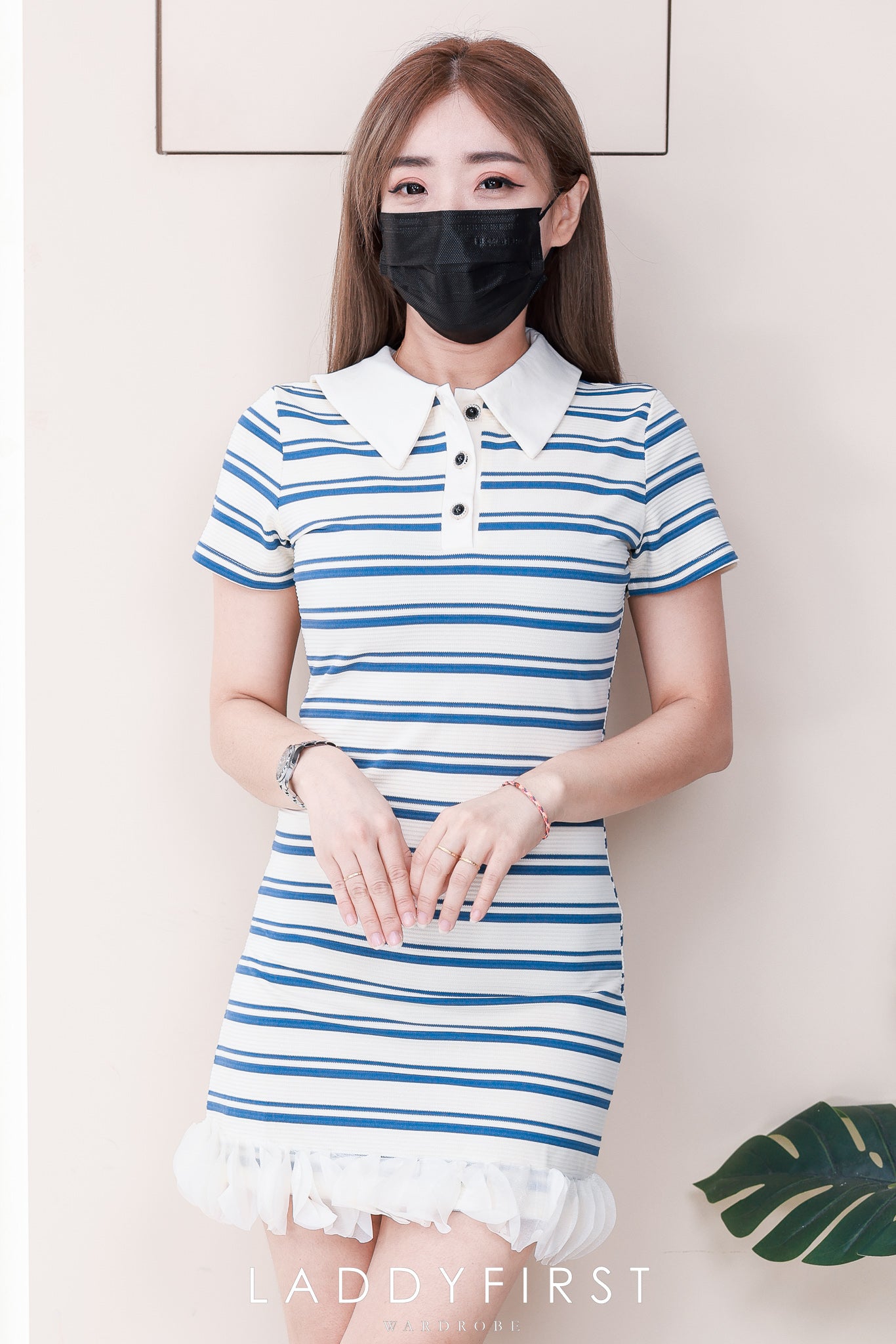 【D81666 / 9117】高品质轻奢温柔风花瓣下摆收腰设计连身裙子 ❤️❤️