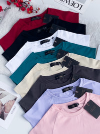 【T80792-2】【直播间搭配款】独家爆款高品质纯棉弹力圆领短袖简约日常百搭款上衣 #衣柜必入手百搭款 ❤❤ 【A-R1-C3】