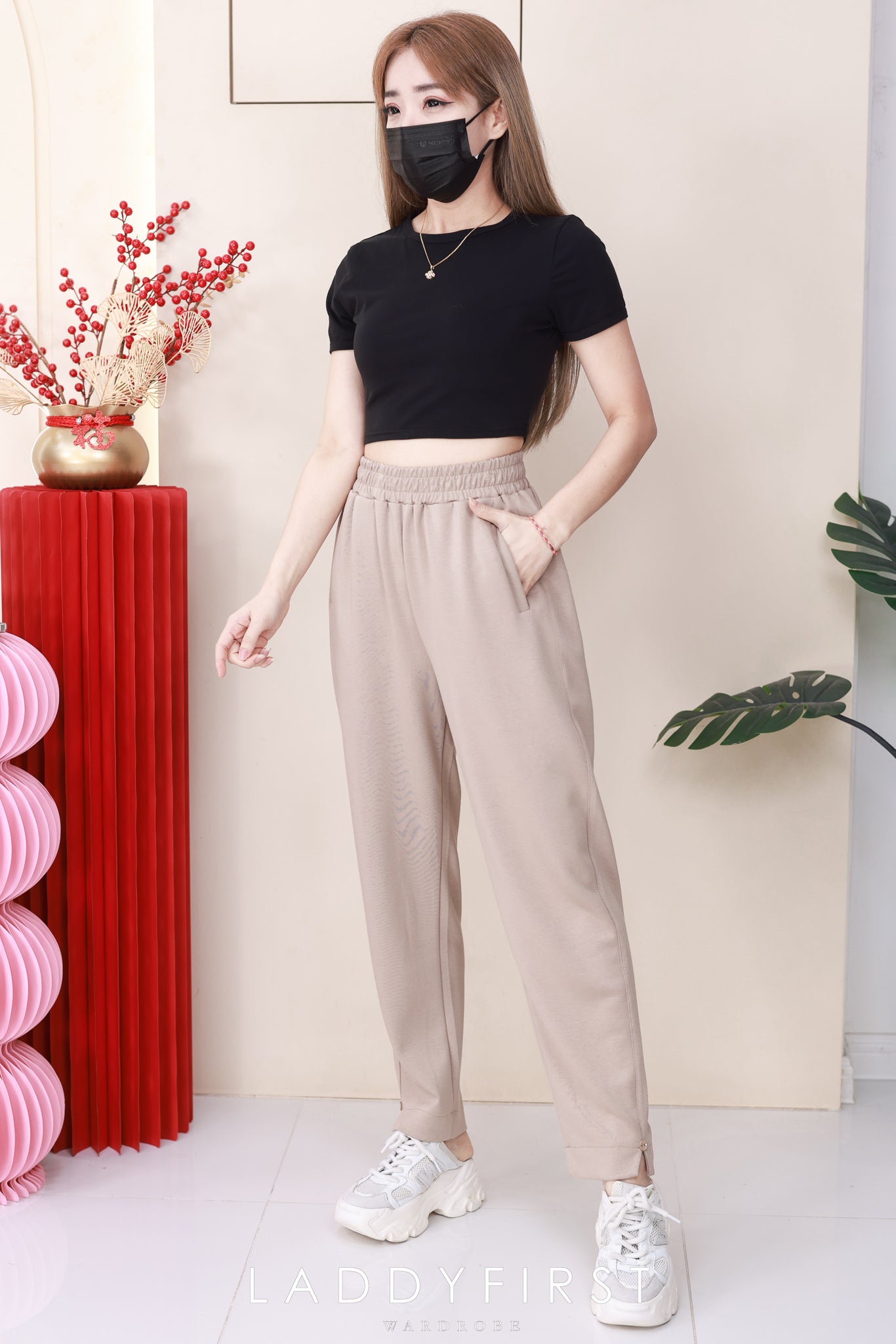 【L1191-1】⚡补货预订款⚡高品质空气棉松紧腰弹力运动休闲长裤，有口袋 ❤️❤️