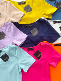 【T3371】前双后单层方领纯棉弹力百搭上衣 ❤❤ 【C-R1-C5】