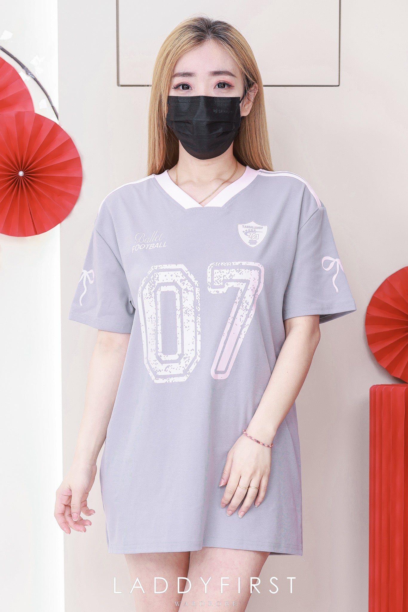 【T14038 / 8988】高品质拼色V领纯棉弹力宽松版球衣Oversized 百搭上衣 ❤️❤️