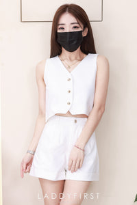 【SS80253】高品质两件式西装时尚套装 V领无袖西装上衣➕不包臀西装高腰百搭短裤，有口袋 ❤️❤️ 【B-R1-C6】