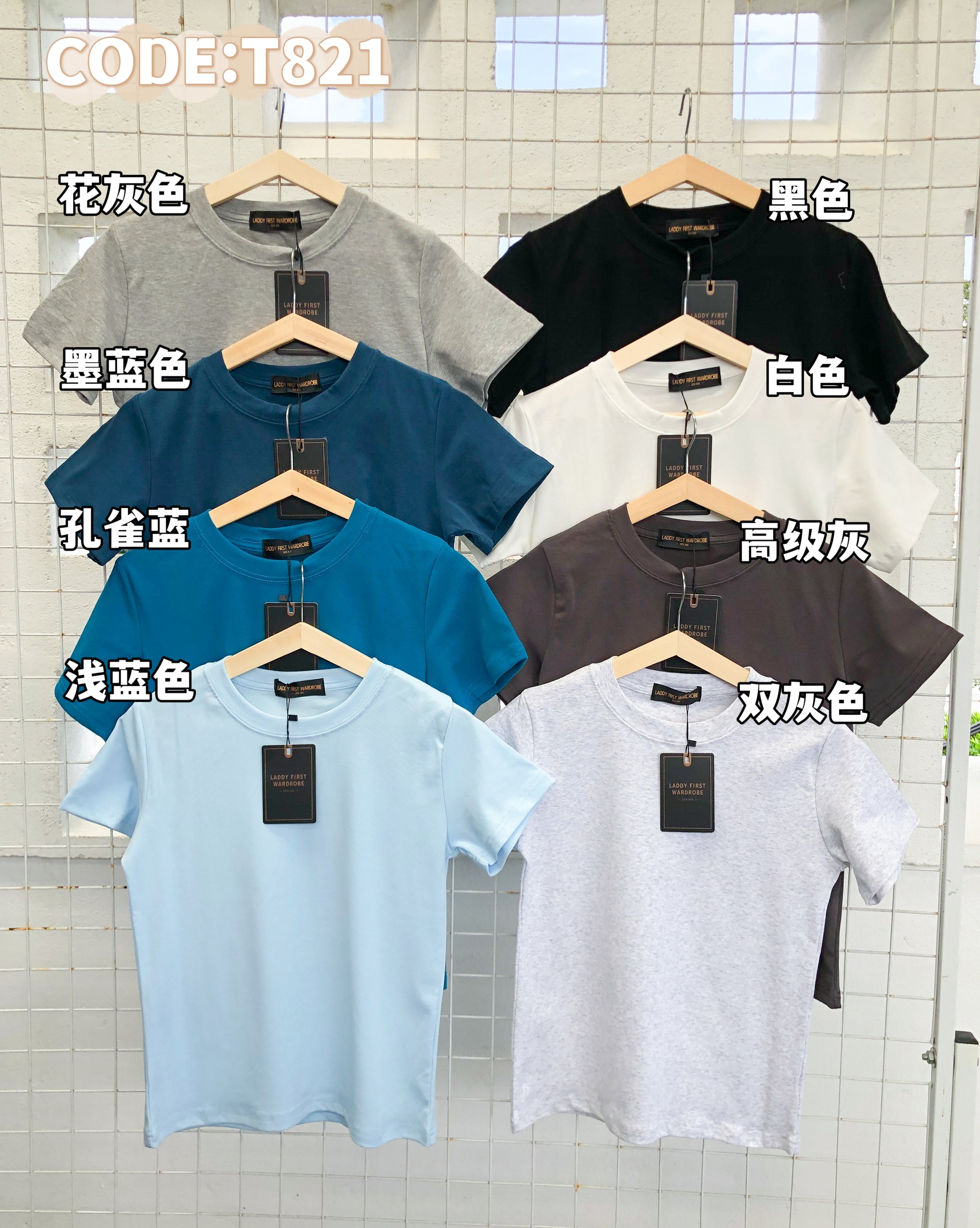 【T821】独家爆款高品质纯棉弹力圆领短袖日常简约休闲百搭上衣 🔥🔥【A-R2-C2】