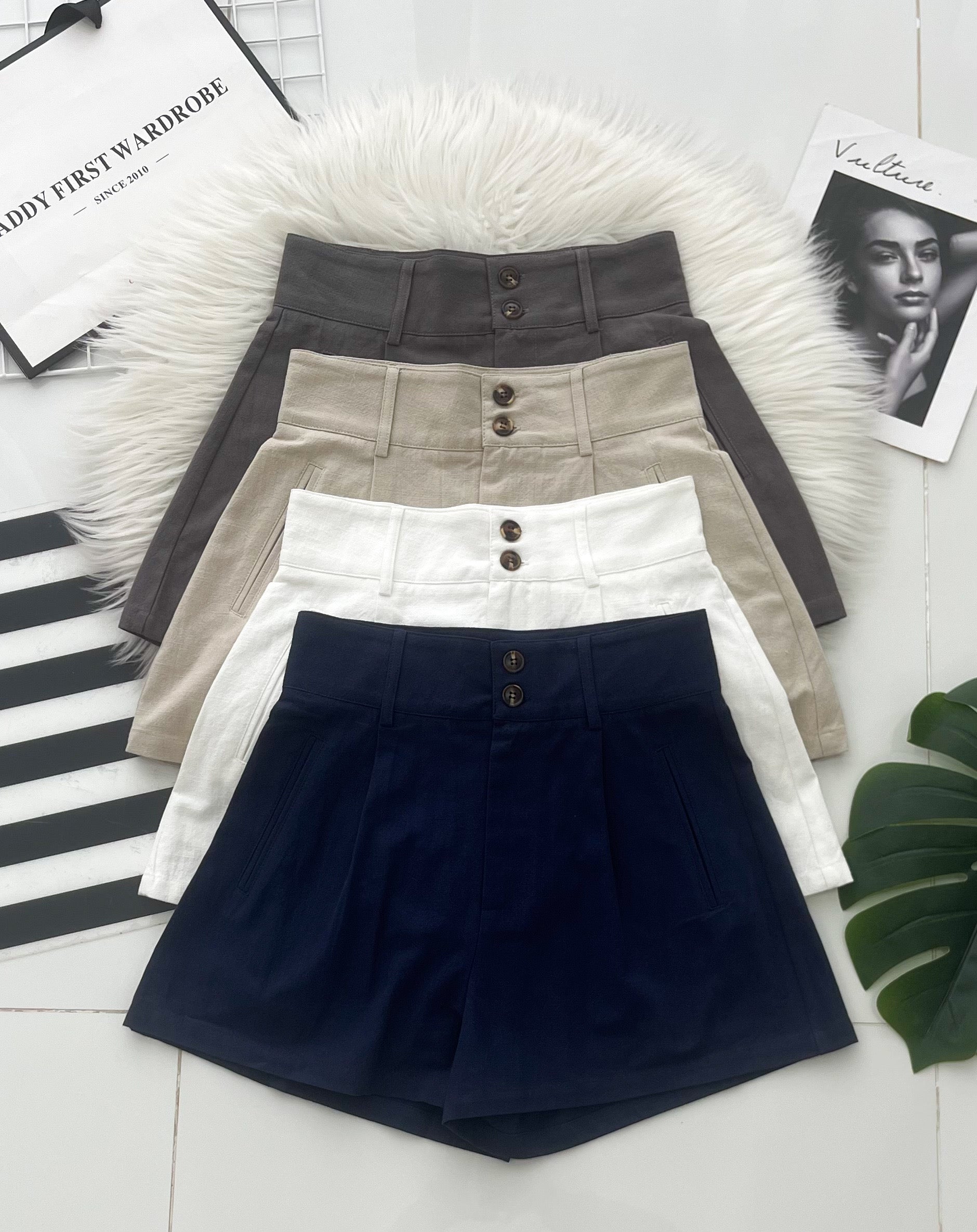 【S2784】高品质版型高腰显瘦棉麻时尚日常百搭短裤，有口袋 ❤️❤️