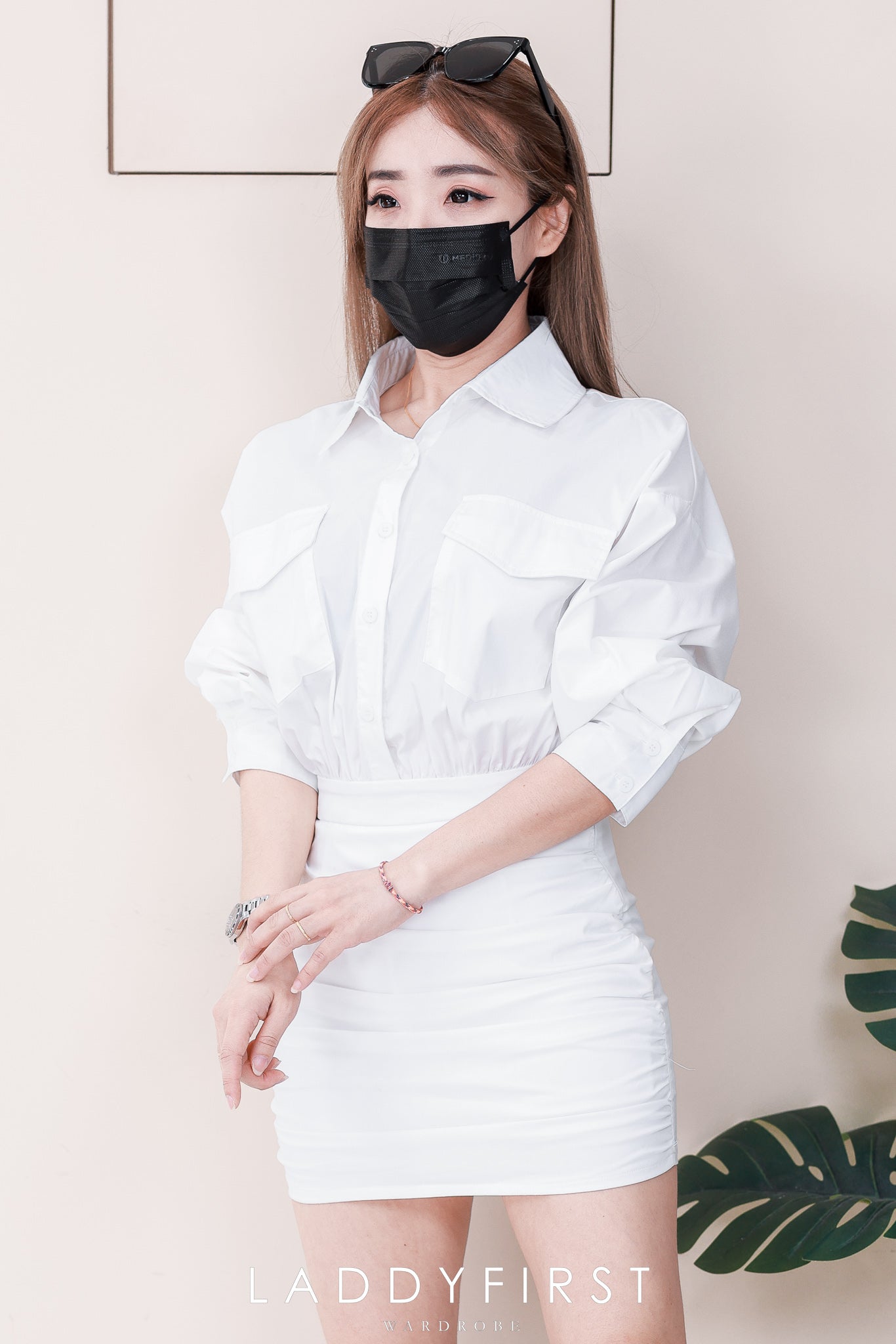 【D3488】🧧 宠粉福利回馈 🧧 【LFW独家小圆饼】高品质法式翻领长袖收腰显示包臀衬衫连身裙子 ❤️❤️