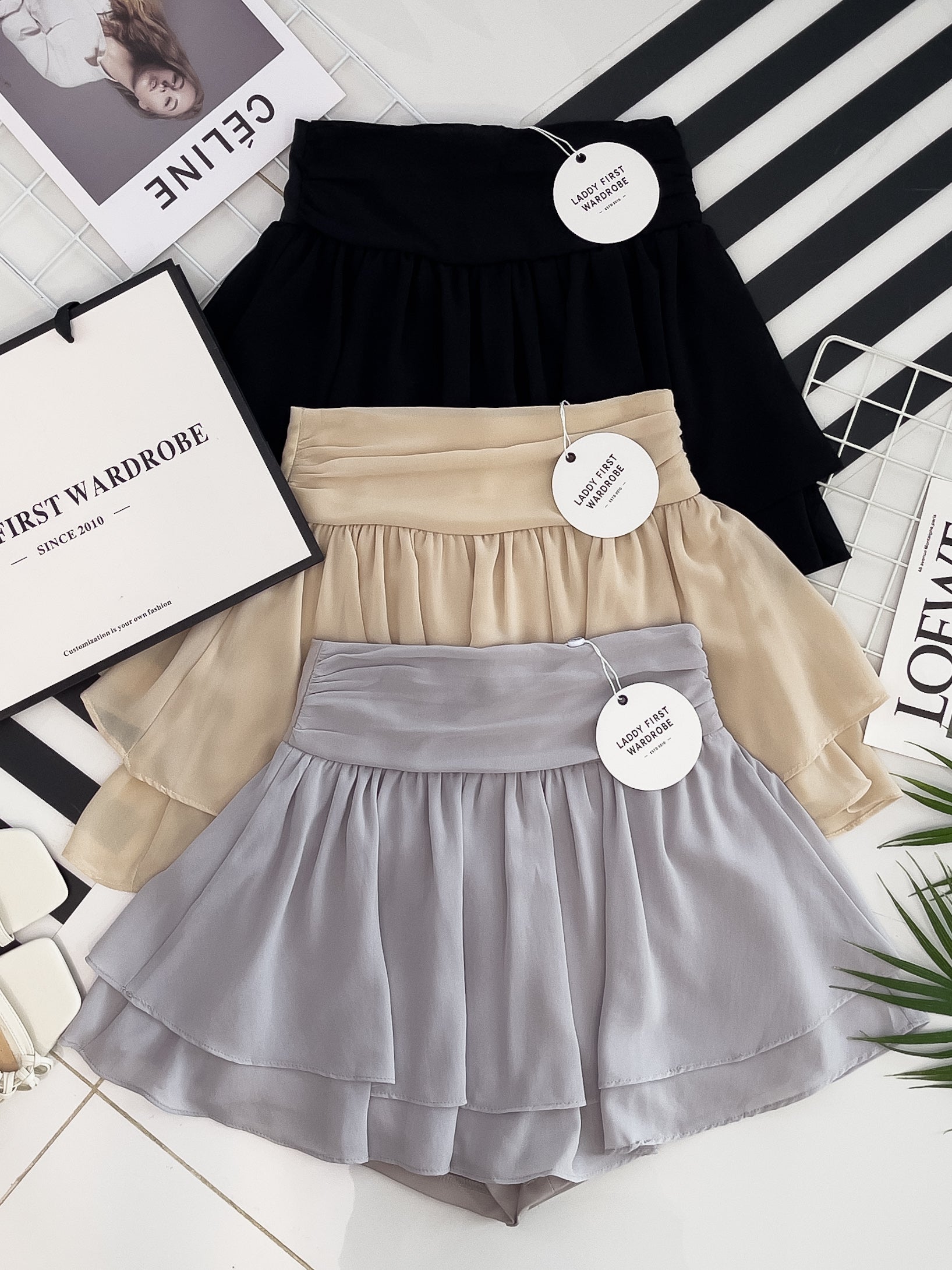 【S681131】‼️爆单王再次到货‼️【独家小圆饼】高质量西装拼雪纺蓬蓬高腰裙子【A-R3-C4】