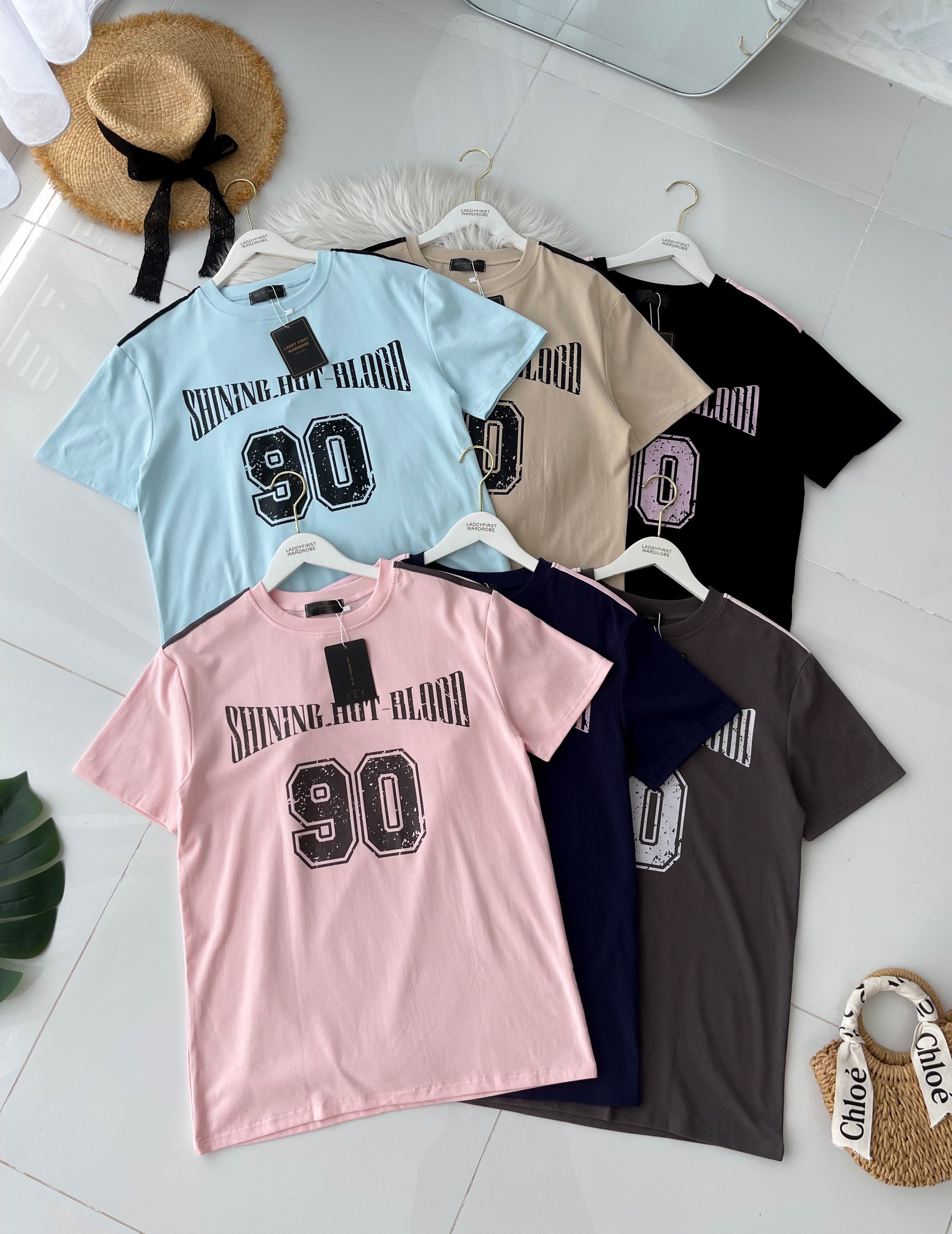 【T14262 / 9063 】高品质圆领90字母拉线设计OVERSIZED 上衣 ❤❤