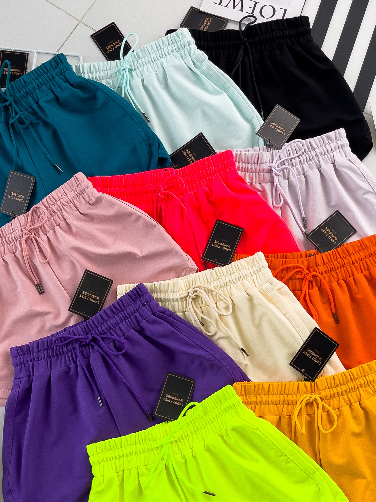 【S80597】独家爆款多巴胺色系卫衣棉质松紧弹力高腰休闲百搭短，有口袋 ❤️❤️ 【B-R2-C3】