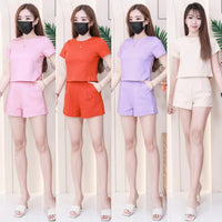 【SS8229971】【LFW独家小圆饼】高品质两件式西装时尚套装 圆领短袖百搭上衣➕西装高腰百搭短裤，有口袋 ❤️❤️ 【E-R2-C2】