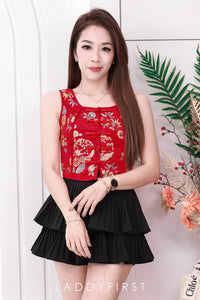 【S68135】【LFW独家小圆饼】【直播间搭配】双层蛋糕百褶荷叶边高腰显瘦西装裙子，内层防走光短裤 ❤️❤️ 【C-R3-C5】