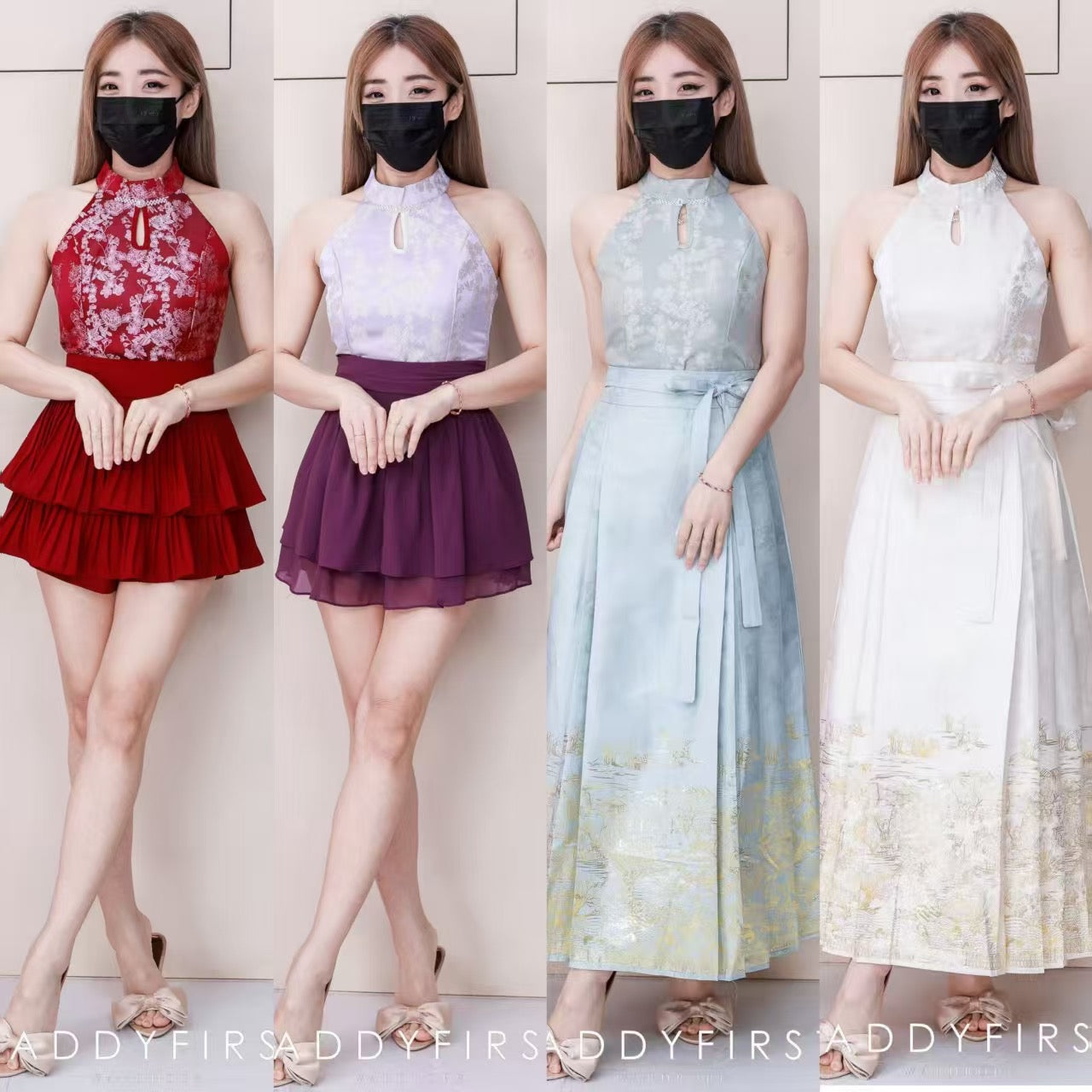 【T14471 / 37580】高品质新中式无袖CUT IN提花旗袍上衣 ❤❤