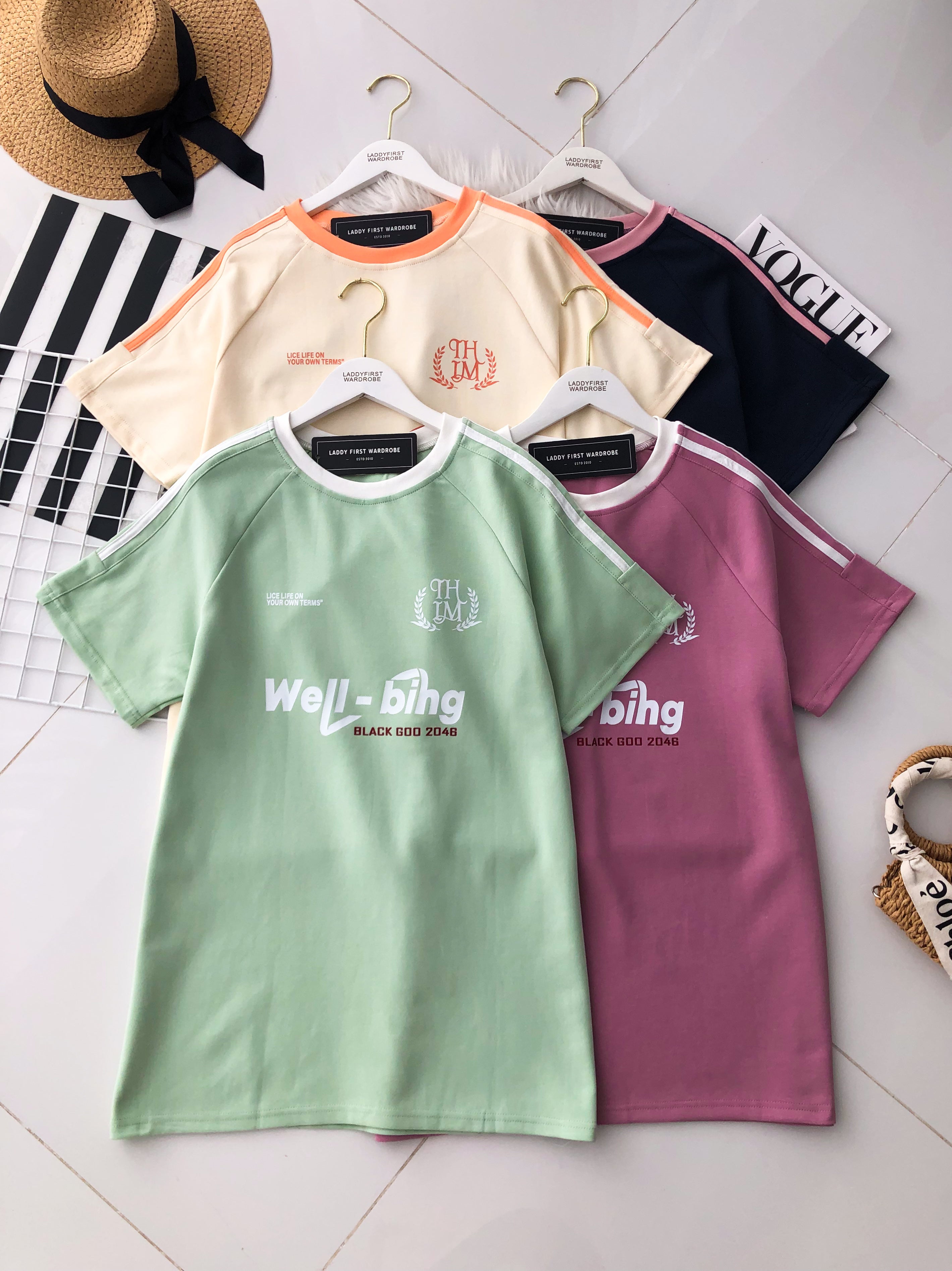 【T14209 / 3345】撞色包边圆领球衣OVERSIZED 宽松休闲百搭上衣