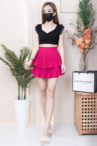 【S68114】【独家小圆饼】双层蛋糕百褶荷叶边高腰显瘦西装裙子，内层里布短裤【B-R1-C2】