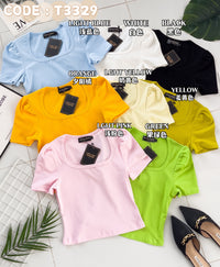 【T3329】独家爆款方领短袖纯棉弹力简约休闲百搭上衣 ❤️❤️ 【A-R3-C2】