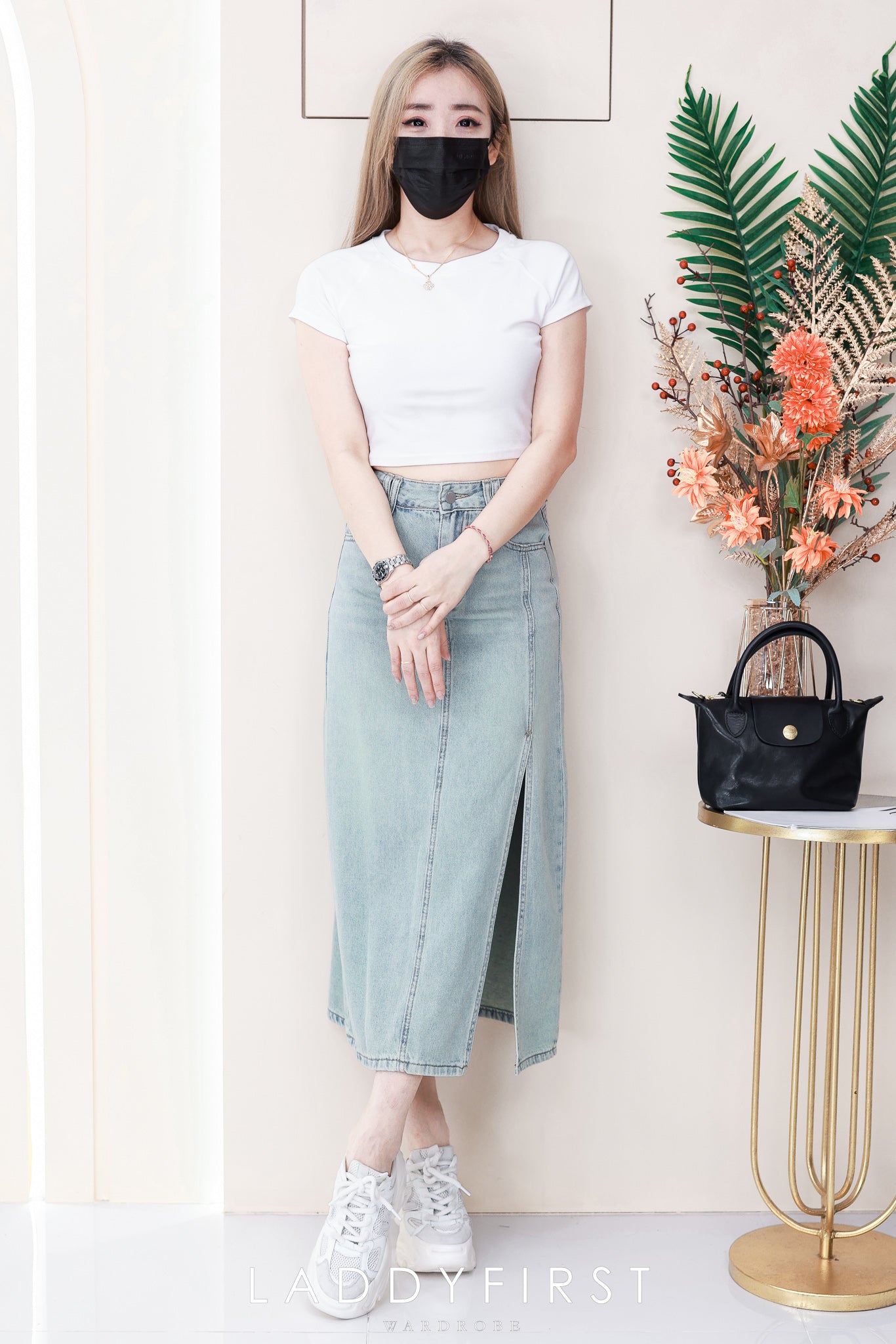 【L6511】高品质韩版牛仔高腰百搭裙子，露腿开叉设计，有口袋 ❤️❤️【A-R2-C1】