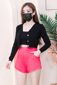 【S80484】独家爆款多巴胺色系卫衣棉质后副松紧弹力高腰休闲百搭短，有口袋 ❤️❤️ 【B-R1-C1】