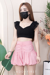 【S3362】【网站福利款✨】独家爆款收腰显瘦皱褶雪纺灯笼高腰短裤 ❤️❤️【A-R3-C2】