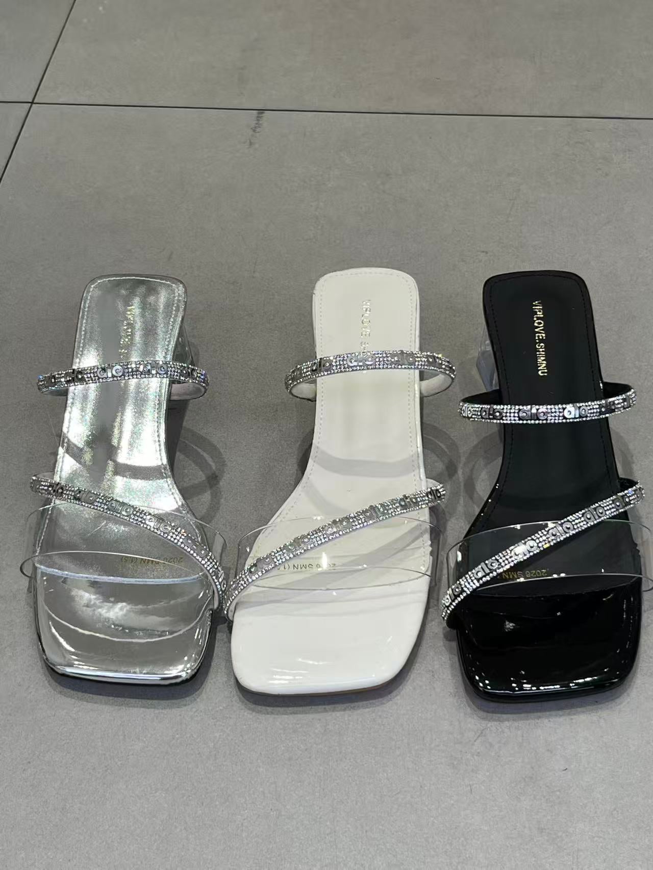 【R2777】✨现货✨高品质法式水钻方头高跟鞋 👠