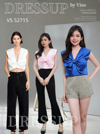 【T52715】高品质甜美温柔风无袖缎面蝴蝶结上衣 ❤❤ 【A-R1-C5】