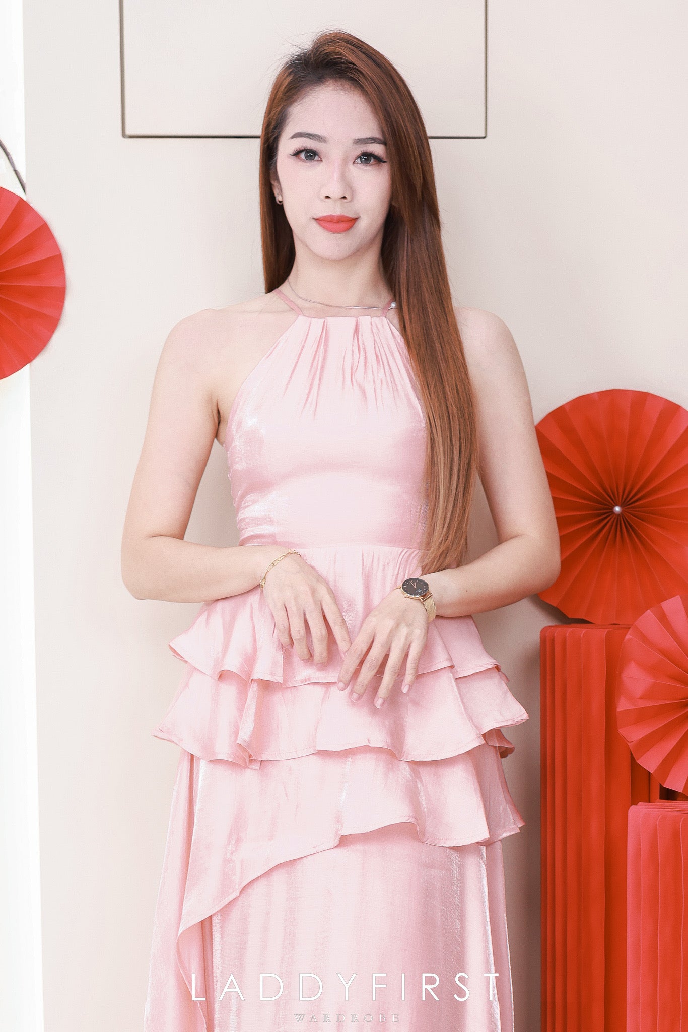 【D81546 / 37108】高品质超仙气高端流光飘逸感层次CUT IN连身长裙 ❤❤ 【A-R2-C1】