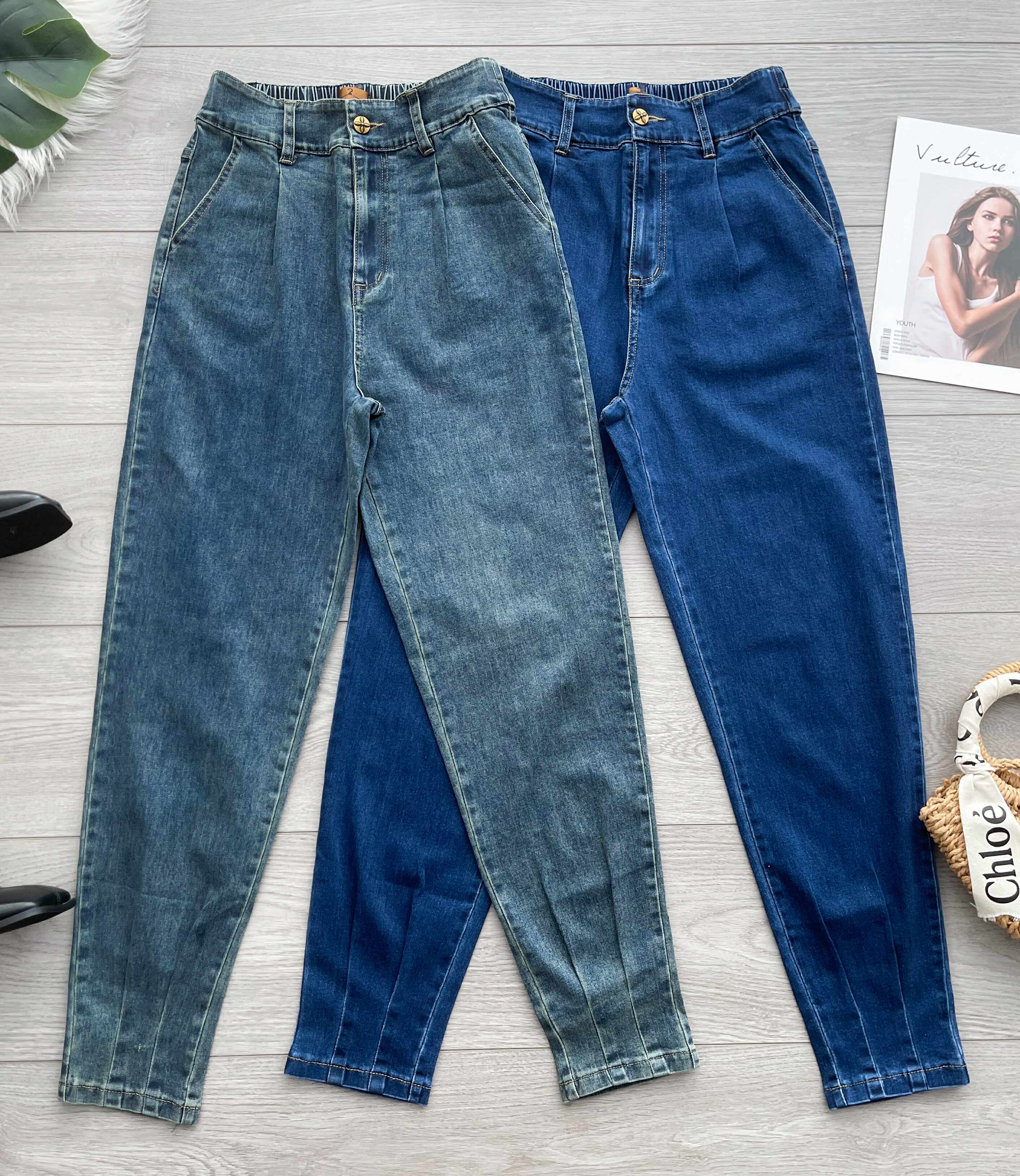 【L121515】＊推荐款版型＊高品质后腰松紧弹力气质牛仔COTTON JEANS老爹九分长裤❤️❤️
