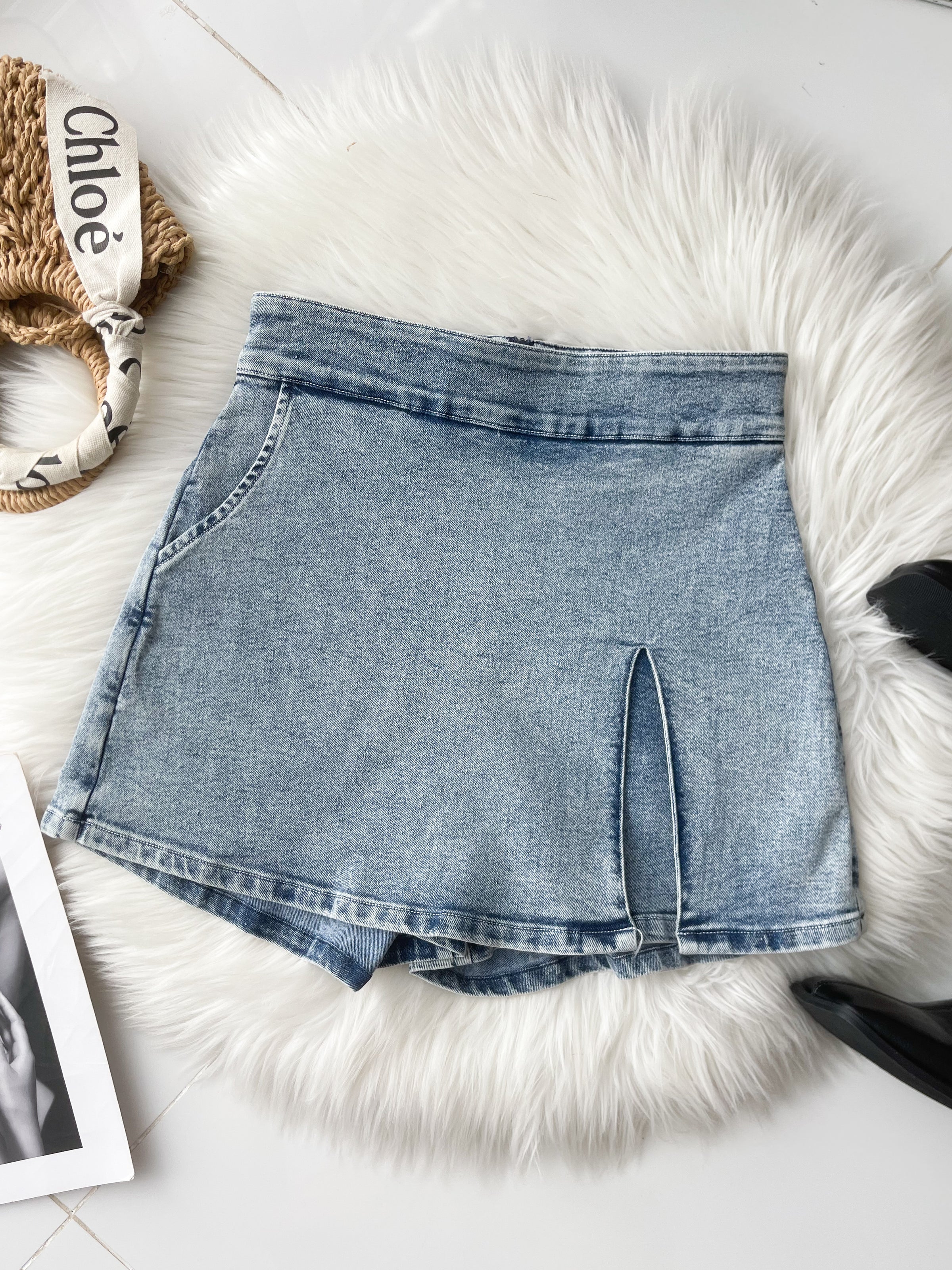 【S6891】高品质COTTON JEANS简约时尚厚实牛仔高腰百搭裤裙，有口袋 ❤️❤️【A-R2-C6】