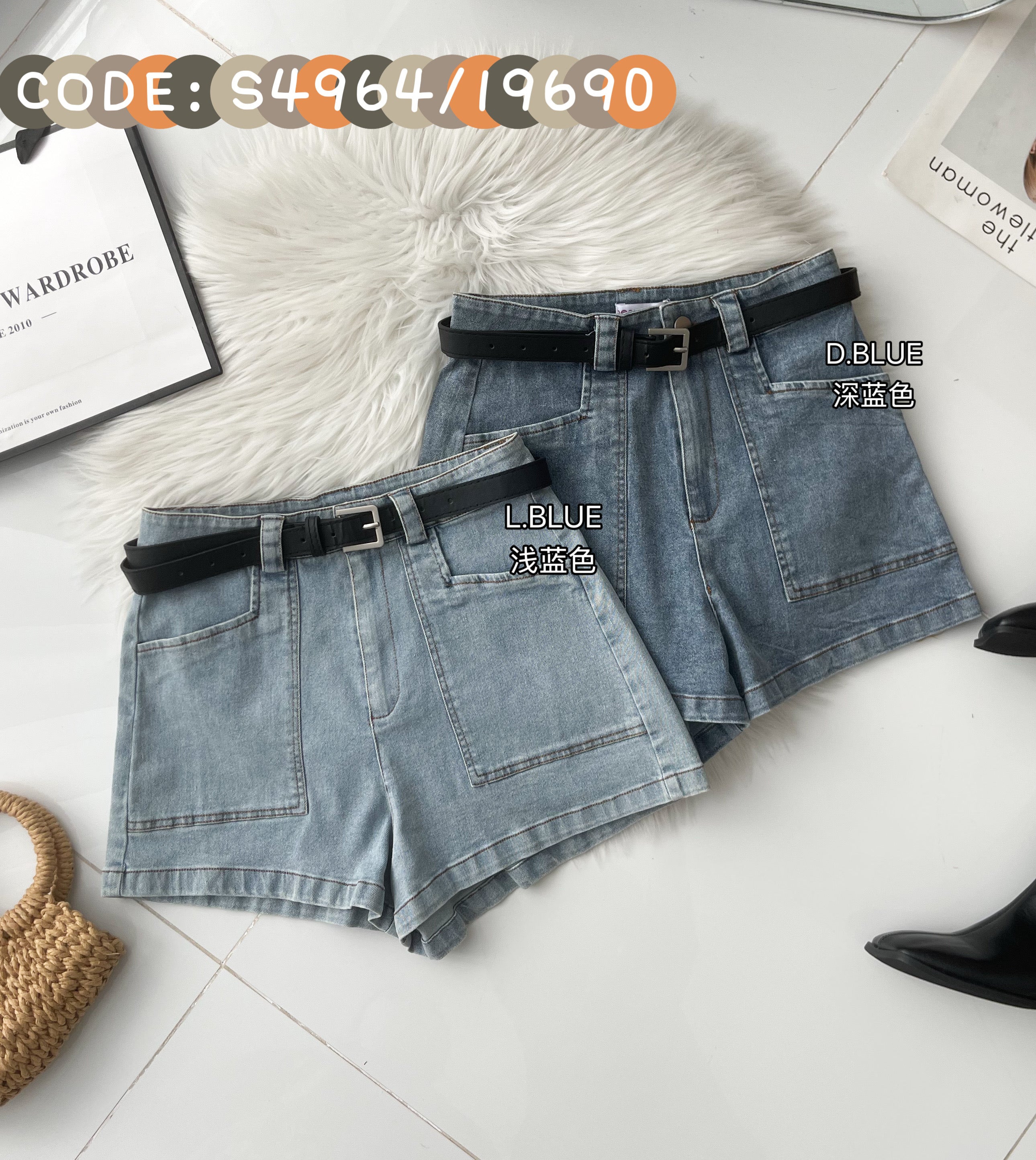 【S4964 / 19690】高品质COTTON JEANS简约日常休闲百搭牛仔长裤，有口袋 配送皮革腰带 ❤️❤️