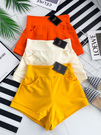 【S80484】独家爆款多巴胺色系卫衣棉质后副松紧弹力高腰休闲百搭短，有口袋 ❤️❤️ 【B-R1-C1】