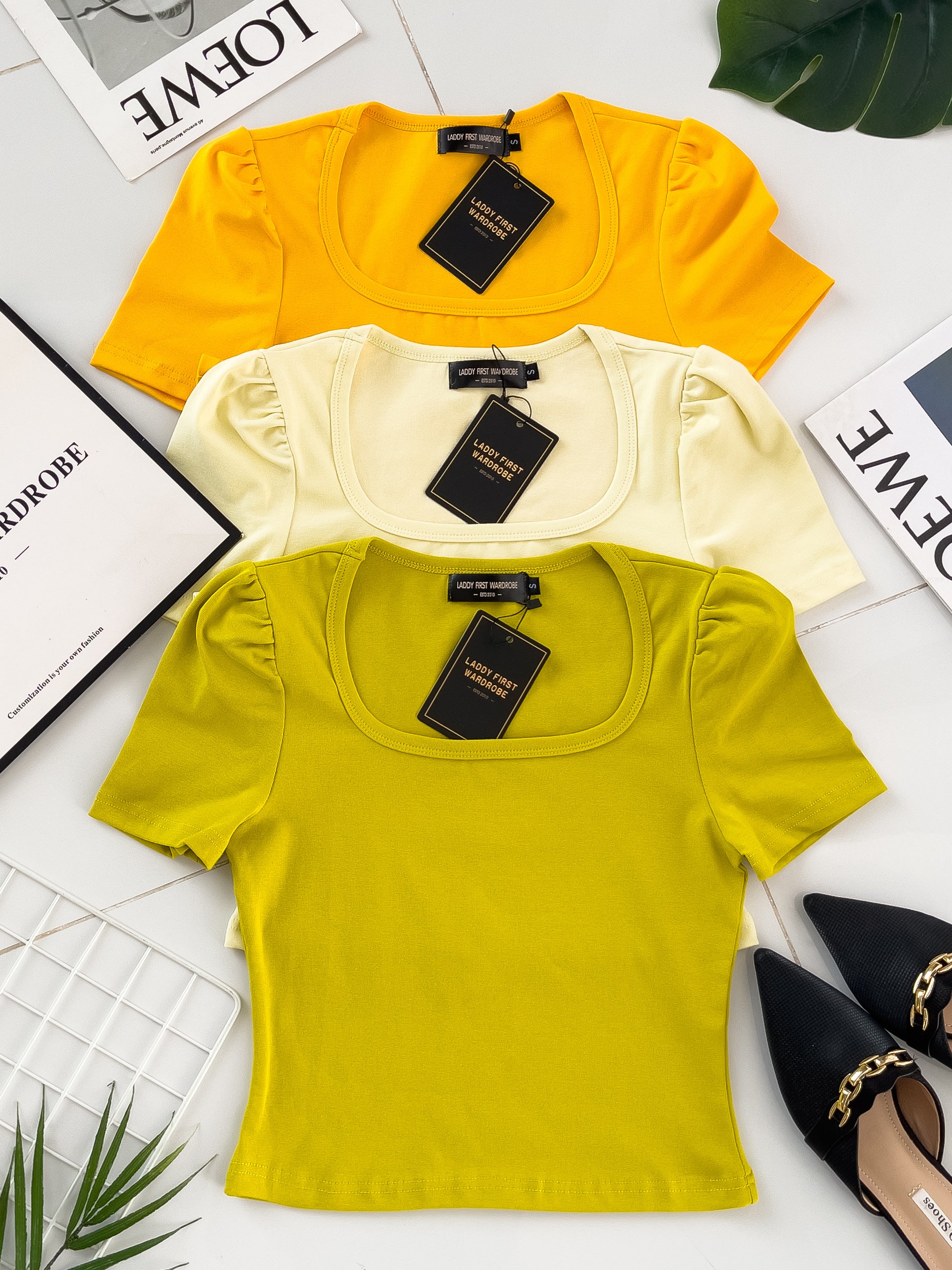 【T3329】独家爆款方领短袖纯棉弹力简约休闲百搭上衣 ❤️❤️ 【A-R3-C2】