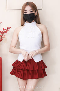 【S68135】【LFW独家小圆饼】【直播间搭配】双层蛋糕百褶荷叶边高腰显瘦西装裙子，内层防走光短裤 ❤️❤️ 【C-R3-C5】