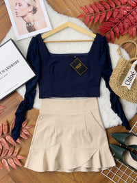 【S15032】高品质荷叶摆西装高腰裙子，内层里布短裤，有口袋 ❤️❤️