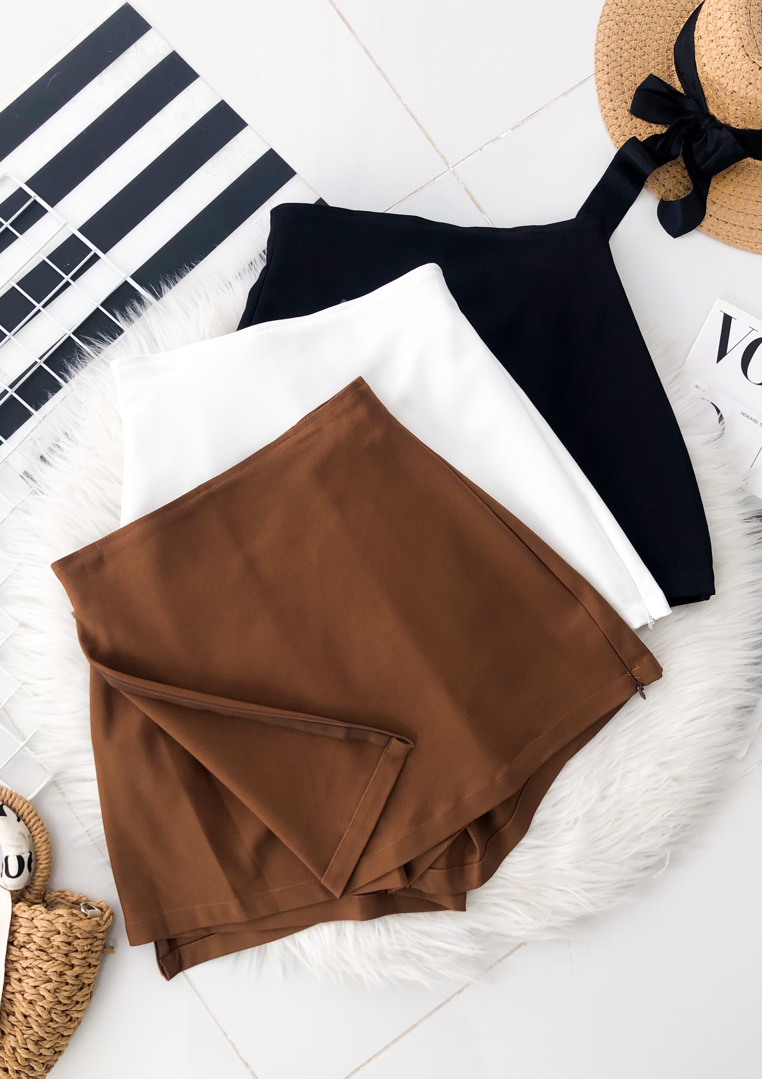 【S2320】高品质极简简约前后裙A字西装高腰百搭裤裙，两侧拉链开叉设计 ❤️❤️