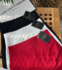 【S7112】LFW独家爆款高品质皱褶修腰显瘦A字西装高腰百搭裙子，前后裙子内有里布裤子  ❤️❤️ 【C-R1-C3】
