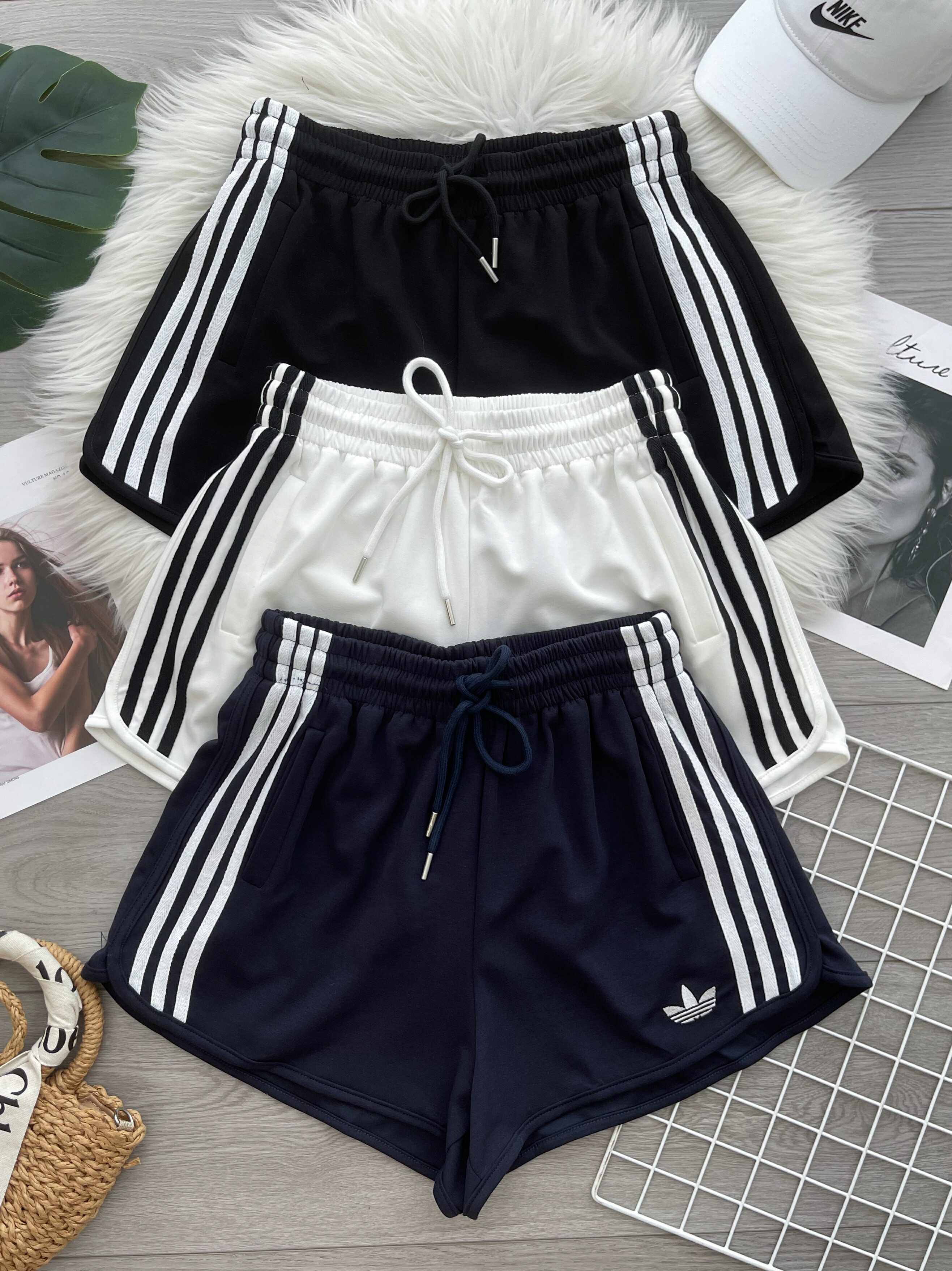 【S25079】高品质卫衣棉抽绳松紧弹力adidas刺绣休闲运动短裤，有口袋 ❤️❤️