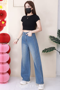 【L574163】高品质COTTON JEANS气质直筒阔脚牛仔百搭长裤，有口袋 ❤️❤️ 【A-R1-C1】