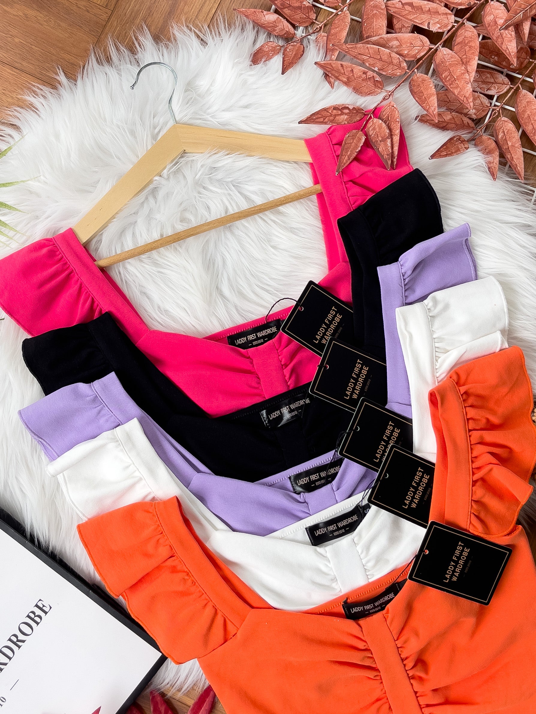 【T3373】独家爆款无袖荷叶边皱褶设计纯棉百搭时装上衣 ❤❤ 【C-R3-C4】