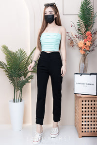 【T3396】方领皱褶显瘦设计细带无袖纯棉弹力内搭上衣 ❤❤【A-R2-C1】