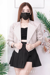 【T3398】V领小皱褶设计细带无袖纯棉弹力内搭上衣 ❤❤ 【B-R2-C4】