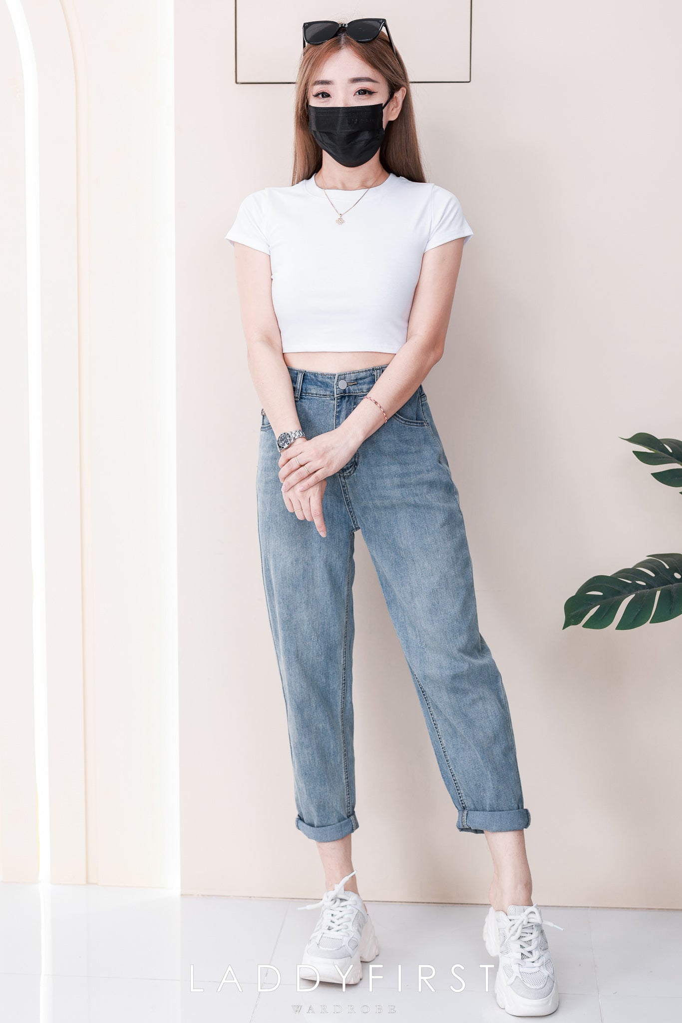 【L2579】高品质COTTON JEANS天丝牛仔弹力高腰长裤，后腰伸缩弹力有口袋 ❤️❤️