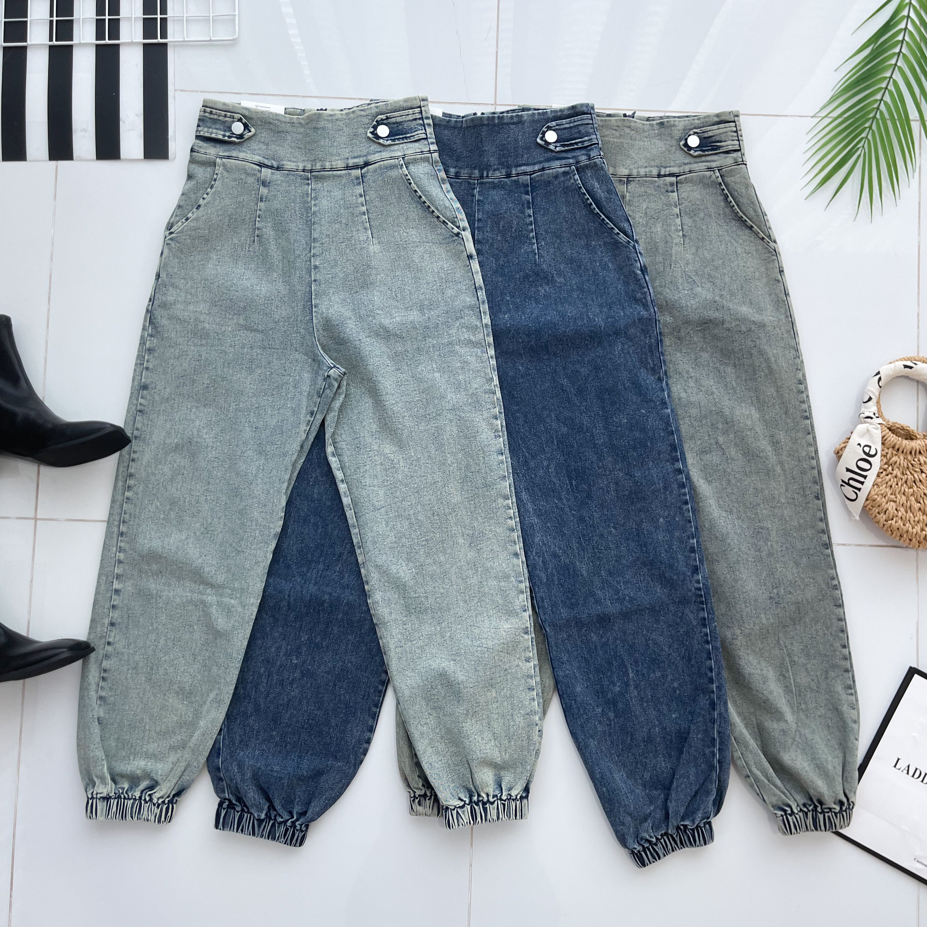 【L6754】高品质COTTON JEANS牛仔弹力老爹百搭九分长裤❤️❤️