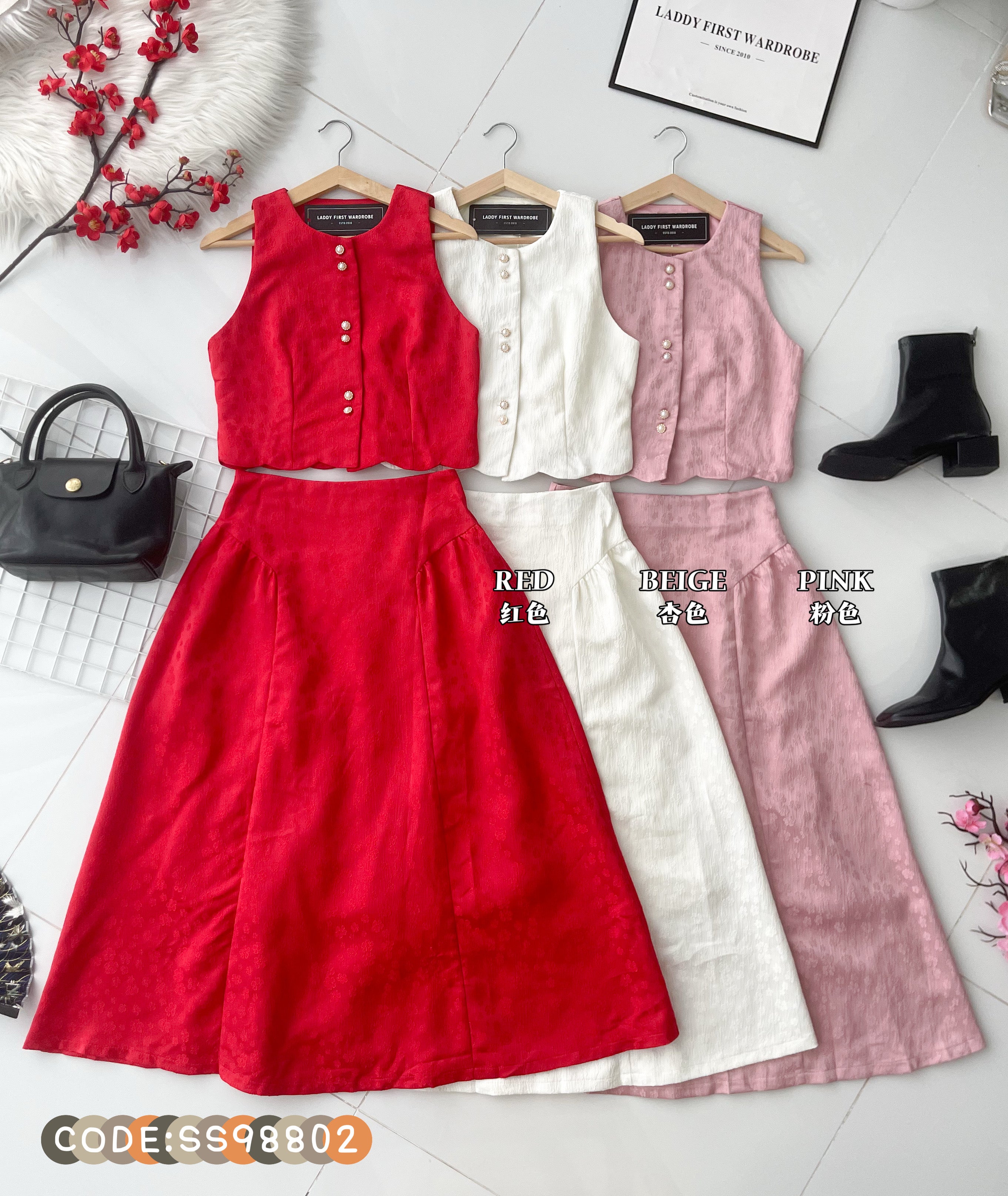 【SS98802】高品质两件式国风新中式旗袍套装 无袖上衣➕高腰长裙 ❤️❤️