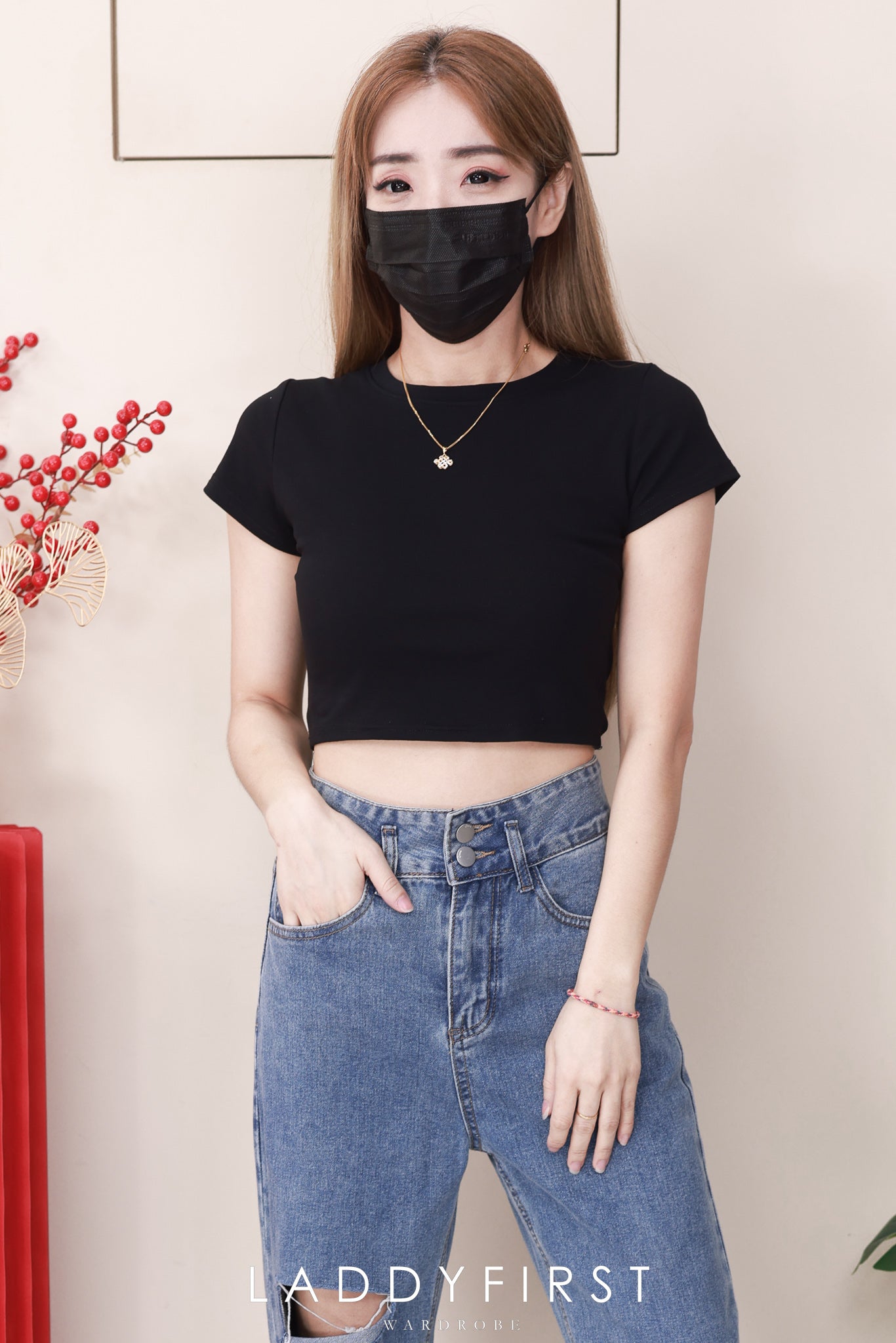 【L61183】高品质气质牛仔高腰阔脚休闲百搭长裤，有口袋 ❤️❤️【A-R3-C2】