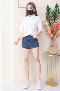【S3520】LFW独家爆款高品质牛仔COTTON JEANS日常简约休闲百搭牛仔高腰短裤，有口袋 ❤️❤️ 【D-R3-C1】