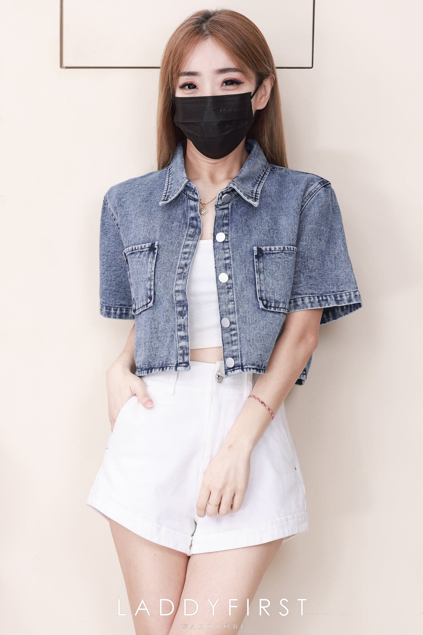 【T82949】【补厂家现货⚡⚡】高品质韩系牛仔翻领短版百搭上衣/外套 ❤❤